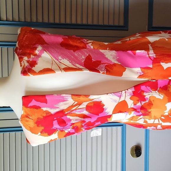 NWT Roz & Ali Pink and Orangs Floral Sleeveless Dress - Picture 12 of 14